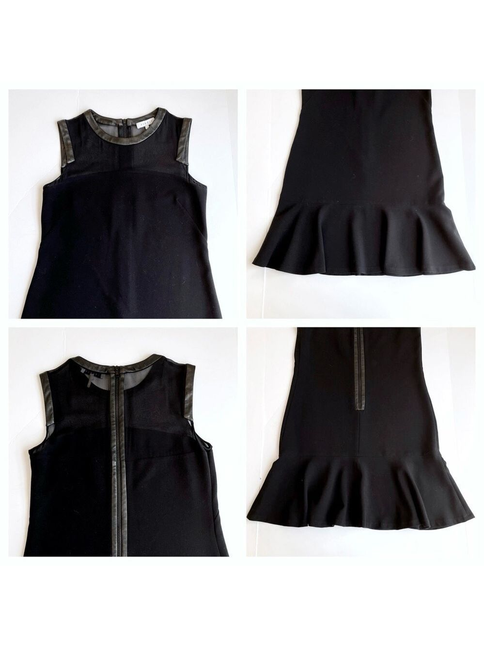 Sandro Leather Trim Flounce Dress - Picture 8 of 11